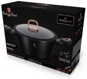 Oală marmorată cu capac 6.1L, 28 cm – Berlinger Haus BH1931N, Black Rose Edition