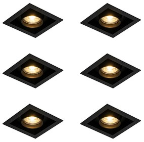 Set de 6 spoturi încastrate moderne negre reglabile - Roof