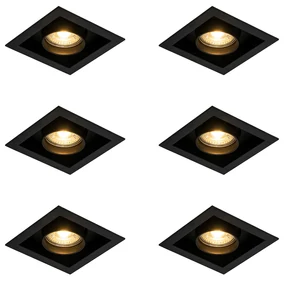 Set de 6 spoturi încastrate moderne negre reglabile - Roof