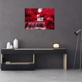 Tablou pe sticlă - Cascade indoneziene în roșu (70x50 cm)