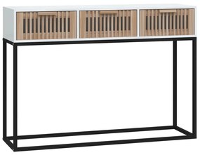 352106 vidaXL Masă consolă, alb, 105x30x75 cm, lemn prelucrat și fier