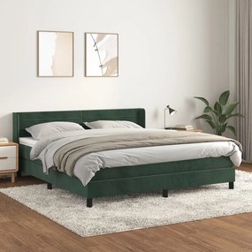 3131030 vidaXL Pat box spring cu saltea, verde închis, 160x200 cm, catifea