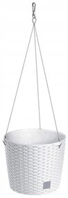 Ghiveci decorativ cu lant, Prosperplast, Rato Round, rotund, alb, 25.6x21.9 cm
