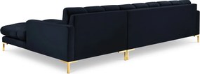 Coltar dreapta 5 locuri, Mamaia, Micadoni Home, GL, 293x185x75 cm, catifea, albastru inchis