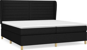 vidaXL Pat box spring cu saltea, negru, 200x200 cm, textil