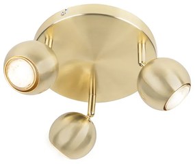 Spotlight rotund retro din alamă cu placă de montare pe tavan 3 lumini - Gissi