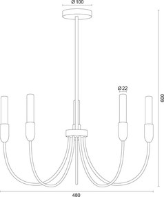 Candelabru cu 5 brate AUGUSTINE galben/alb