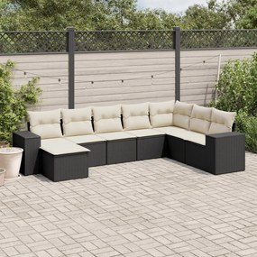 3255293 vidaXL Set mobilier de grădină cu perne, 8 piese, negru, poliratan
