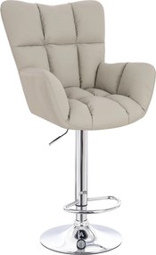 HR650W Scaun Ecru Piele Ecologica Premium Soft cu Bază Cromata