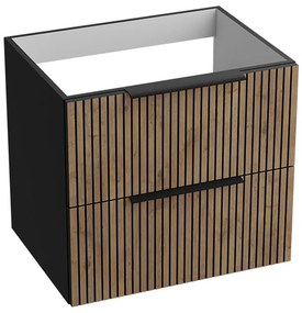 Dulap baza suspendat Rune Ivar 2 sertare 60 cm finisaj negru-lemn mat