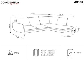 Coltar Vienna 6 locuri velvet picioare aurii L275 cm