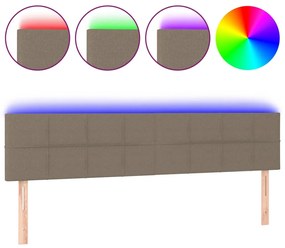 vidaXL Tăblie de pat cu LED, gri taupe, 160x5x78/88 cm, textil