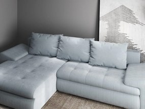 Colțar extensibil dumonde cu ladă de depozitare si sezut confortabil din spuma high-density, Leonardo Zoom Grey 260x185 cm