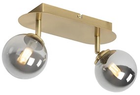 Spot de tavan auriu cu 2 lumini reglabile cu sticlă fumurie - Atena