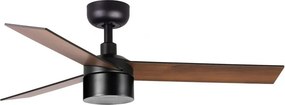 Lustra LED cu Ventilator tavan cu telecomanda RUDDER TEK 3 S negru/nuc 2700K