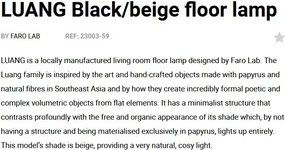 Lampadar/Lampa de podea design decorativ LUANG M Black/beige