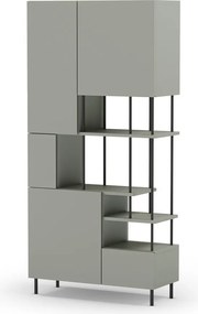 Bibliotecă verde/gri 84x175 cm Perla – Marckeric