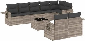 vidaXL Set canapele de grădină cu perne, 9 piese gri deschis poliratan