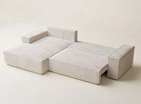 Colțar crem extensibil/cu spațiu de depozitare cu tapițerie din chenille (cu colț pe partea stângă/cu șezlong) Maze – Maison de Rêve