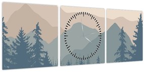 Tablou - Munții Turcoaz N⁰2 (cu ceas) (90x30 cm)