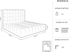 Pat tapitat cu tablie si lada depozitare, Mamaia, Micadoni Home, BL, 180x200 cm, catifea, albastru deschis
