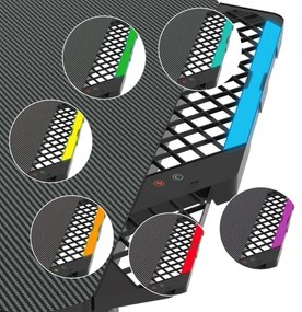 Masa de gaming FALCON 156x60 cm, iluminare LED RGB, negru