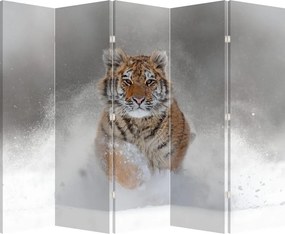 Paravan Tigru fugind prin zăpadă (210x170 cm)