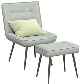 vidaXL Scaun de relaxare cu taburet, gri deschis, catifea