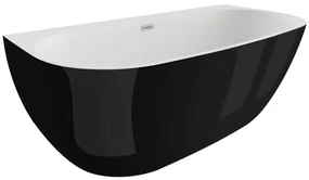 Cada de baie freestanding Spatio Sari, acril, negru lucios, 160x80 cm
