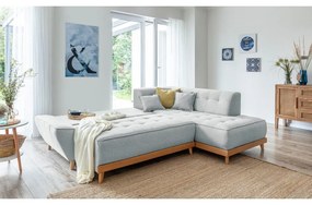 Colțar extensibil cu șezlong pe partea dreaptă Miuform Dazzling Daisy L, gri deschis