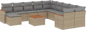 vidaXL Set canapele de grădină cu perne, 12 piese, bej, poliratan