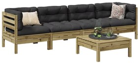 3299285 vidaXL Set mobilier de grădină cu perne, 5 piese, lemn de pin tratat