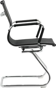 Scaun vizitator negru OFF 804 din mesh respirabil și cadru metalic cromat cu brațe