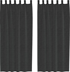vidaXL Perdele din voile cu tablă 2 buc Negru