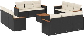 vidaXL Set mobilier de grădină cu perne, 13 piese, negru, poliratan