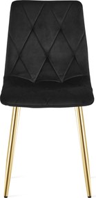 Negru scaun bucatarie LIBRA din catifea cu picioare aurii