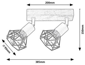Spot ZEUS 2xE14/40W/230V stejar Rabalux 3138