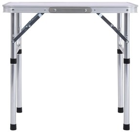 Masa de camping pliabila, alb, 60 x 45 cm, aluminiu