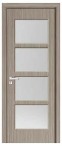 Usa Interior din MDF Novo Doors ND317, Cadru din Lemn Masiv, Geam Sablat, KIT COMPLET, Toc , Manere si balamale incluse (Culoare: Crem, Dimensiune: