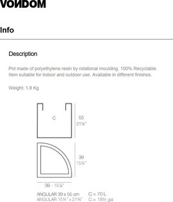 Set de 2 Ghivece plante pe colt design decorativ exterior/interior Angular pot 55x39x55cm