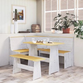 vidaXL Set mobilier bucătărie „REINE”, 3piese, maro miere&alb lemn pin