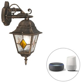 Lămpă de perete exterioară inteligentă vintage bronz cu Wi-Fi A60 - Antigua