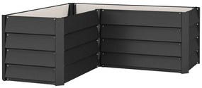 Outsunny Carré potager de jardin jardinière d'angle en L fară fund - 115 x 115 x 44 cm oțel galvanizat gri închis | Aosom Romania