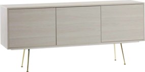 Comoda TV Limo, picioare aurii, deschidere push-pull - ALB ARTAR