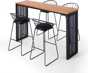 Masa bucatarie ,tip bar, lemn.seria wood A-620,pin natur-negru,140x40x103cm, 30141