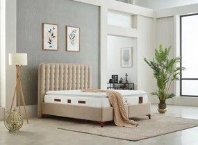 Pat tapițat dormitor 2 persoane cu ladă depozitare de lux, Capris