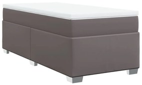 3285191 vidaXL Pat box spring cu saltea, gri, 90x190 cm, piele ecologică