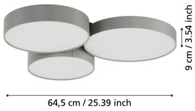 Plafonieră LED RGBW dimabilă Eglo 900855 BARBANO-Z 3xLED/7,5W/230V gri