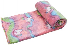 Patura fosforescenta microflanel UNICORN 150x200 cm roz