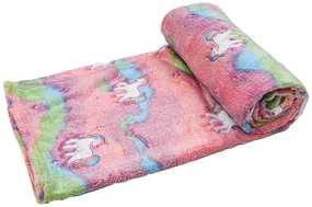 Patura fosforescenta microflanel UNICORN 150x200 cm roz
